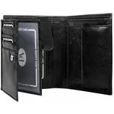 Fashion Hunters Men's vertical black leather wallet without fastening