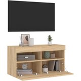  Zidni TV ormarić s LED svjetlima boja hrasta 80x30x40 cm | Eponuda.com