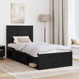  Okvir za krevet Crna 90 x 200 cm Čvrsto borovo drvo | shoptok.hr