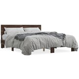 Furnova Posteljni okvir rjav hrast 150x200 cm inženirski les in kovina, (21943030) | Shoptok.si