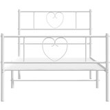 vidaXL Kovinski posteljni okvir z vzglavjem in vznožjem bel 75x190 cm | Shoptok.si