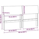  Tapecirani uzglavlje Tamno siva 150 cm Čvrsto borovo drvo | shoptok.hr