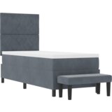 vidaXL vzmetnica s posteljo in klopjo temno siva 80x200 cm žamet | Shoptok.si