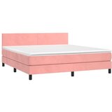  Box spring s madracem LED ružičasti 160x200cm baršunasti | shoptok.hr