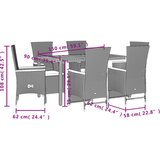  7-dijelni vrtni blagovaonski set s jastucima crni od poliratana Crna Dužina stola 150 cm | shoptok.hr