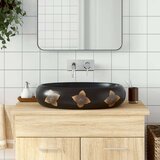 Nadgradni umivaonik crno-plavi ovalni 59 x 40 x 15 cm keramički | shoptok.hr