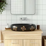 Nadgradni umivaonik crno-plavi ovalni 59 x 40 x 15 cm keramički