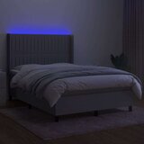  Box spring postelja z vzmetnico LED svetlo siva 140x190cm blago, (20901504) | Shoptok.si