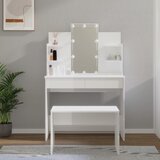  Set toaletnog stolića LED sjajni bijeli od konstruiranog drva | shoptok.hr