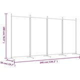 Sobna pregrada s 4 panela bijela 346 x 180 cm od tkanine | shoptok.hr