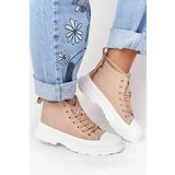 Boto Women's High Sneakers On A Chunky Sole Light Brown Trissy | Shoptok.si