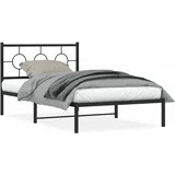 Metalni Kovinski posteljni okvir z vzglavjem črn 107x203 cm