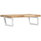  Zidna polica za umivaonik od čelika i masivnog bagremovog drva Smeđa 100 x 50 x 4 cm | Shoptok.si