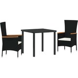 vidaXL Vrtni set za objed s jastukom 3 pcs Crna Poli ratan | shoptok.hr