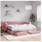 vidaXL Izvlečna dnevna postelja s predali roza 90x200 cm žam | Shoptok.si