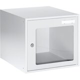 eurokraft basic Omarica kocka s ključavnico in okencem, VxŠxG 350 x 400 x 450 mm, okvir vrat svetlo siv RAL 7035 | Shoptok.si