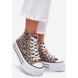 Boto Womens High Top Sneakers On Massive Platform With Clips Leopard Gold Olivana | shoptok.hr