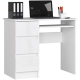 AKORD RAČUNALNIŠKA MIZA A-6 90 cm LEVA BELO / BELO SJAJNO, (21702624) | Shoptok.si
