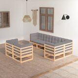 The Living Store Vrtna sedežna garnitura 7-delna z blazinami trdna borovina - Vrtna Sedežna Garnitura, (21421567) Cene