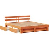 Krevetna konstrukcija s uzglavljem Vosak smeđa 200 x 200 cm | shoptok.hr