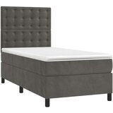 Box spring krevet s madracem tamnosivi 90x200 cm baršunasti | shoptok.hr