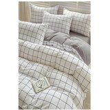 Mila Home Bijela/siva posteljina za krevet za jednu osobu/za produženi krevet od renforce pamuka s uključenom plahtom/3-dijelna 160x220 cm Checkered – | shoptok.hr