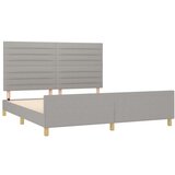  Posteljni okvir z vzglavjem svetlo siv 160x200 cm blago, (20904196) | Shoptok.si