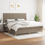  Krevet s oprugama i madracem smeđesivi 200x200 cm od tkanine | shoptok.hr
