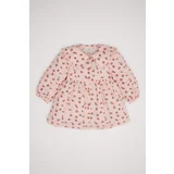 Defacto Baby Girl Floral Long Sleeve Twill Dress