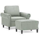 vidaXL Fotelja s tabureom svjetlosiva 60 cm baršunasta | shoptok.hr