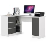 AKORD B20 Kotna Pisalna Miza, Leva Izvedba, Bela/Siva, (5000332915) | Shoptok.si