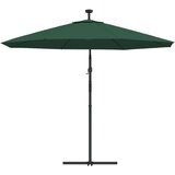  Viseći Suncobran s LED Svjetlom 300 cm Zeleni Metalna Šipka | shoptok.hr