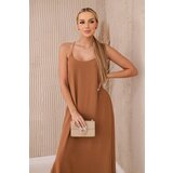 Kesi Włoski Włoski Long dress with straps Camel Cene