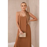 Kesi Włoski Włoski Long dress with straps Camel