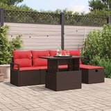  Vrtna sedežna garnitura z blazino 6 pcs Rjava Poly ratan, (5000144680) | Shoptok.si
