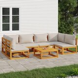 Maison Chic Seti vrtnega pohištva - Vrtna garnitura - Vrtni pohištvo set 7-delna svetlo sive blazine trden les, (21804111) | Shoptok.si