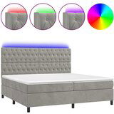 Maison Chic Box spring postelja - Vzmetna postelja z vzmetnico LED svetlo siva 200x200cm žamet SL15971, (21896080) | Shoptok.si