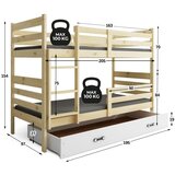 BMS Dječji drveni krevet na kat Eryk s ladicom 200x90 cm, svijetlo drvo, s madracima od PE pjene 8 cm | shoptok.hr