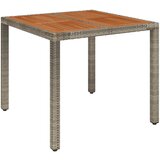 The Living Store Vrtna miza z leseno mizno ploščo siva 90x90x75 cm poli ratan - Vrtna Miza Z Leseno Mizno Ploščo, (21461086) | Shoptok.si