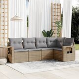 Maison Chic Seti vrtnega pohištva - Vrtna garnitura - Vrtni pohištvo set 5-delna z blazinami bež poli ratan, (21816467) | Shoptok.si