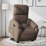 Maison Chic masažni naslanjač - Relax naslanjač s funkcijo vstajanja rjavo blago mikrovlakna, (22061356) | Shoptok.si