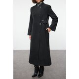 Trendyol Anthracite Belted Double Breasted Regular Wool Long Topcoat Formed Lined Coat | shoptok.hr