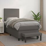The Living Store Box spring postelja z vzmetnico siv 90x190 cm umetno usnje - Box Spring Postelja, (21503463) Cene