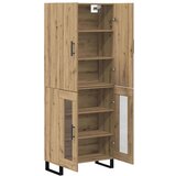  Visok predalnik 2 pcs Umetni hrast Inženirski les in steklo, (5000108347) | Shoptok.si