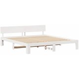 vidaXL konstrukcija postelje bela 200 x 200 cm trden borov les, (5000023104) | Shoptok.si