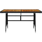The Living Store Vrtna miza črna 130x70x72 cm poli ratan in trden akacijev les - Vrtna Miza, (21461180) | Shoptok.si