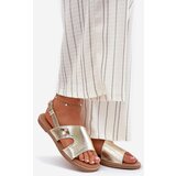 VINCEZA Women's Flat Sandals With Decorative Detail 17378 Gold | shoptok.hr