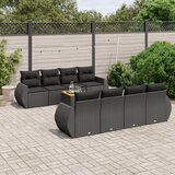 vidaXL 9-dijelni set vrtnih sofa s jastucima crni od poliratana | shoptok.hr