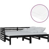  Dnevni ležaj na izvlačenje 2 x (90 x 200) cm crni od borovine | shoptok.hr