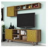 Woody Fashion inci - walnut, yellow walnutyellow tv unit | Eponuda.com